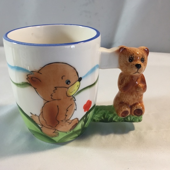 4 vintage ceramic animal mug set dog pig bear dear - Picture 9 of 12